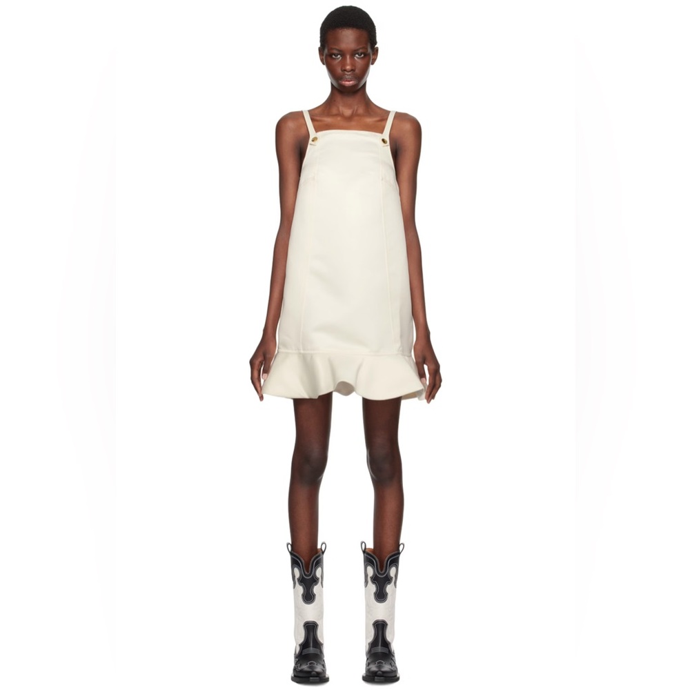 NWOT Ganni Duchesse Mini Dress (Egret)
